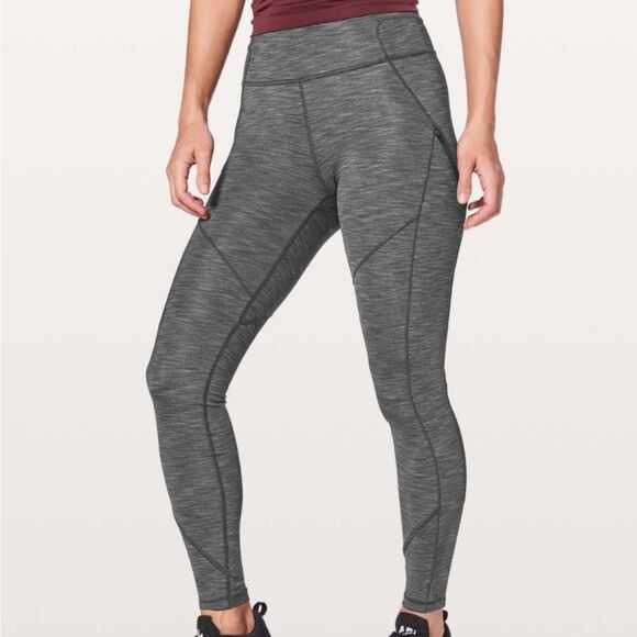 Lululemon Rain-On Train-On Tights Heathered Grey Size 4 - Picture 1 of 5